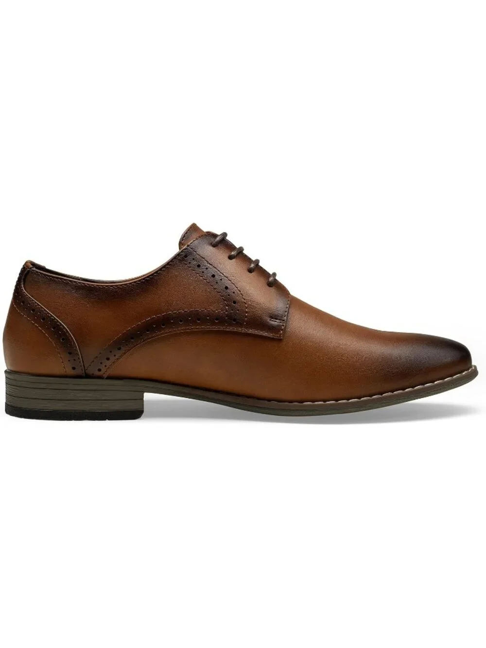 Men's Polished Brown Leather Formal Non Slip Wedding Oxford Derby Dress Shoes